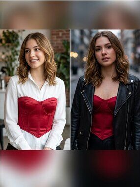 NWT Forever 21 Dark Red Satin Sweetheart Corset Tube Top Size Medium Coquette
